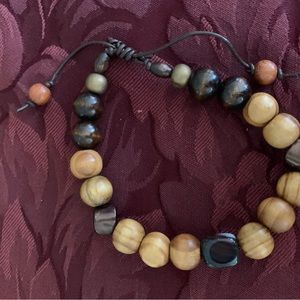 Wood bead bracelet.